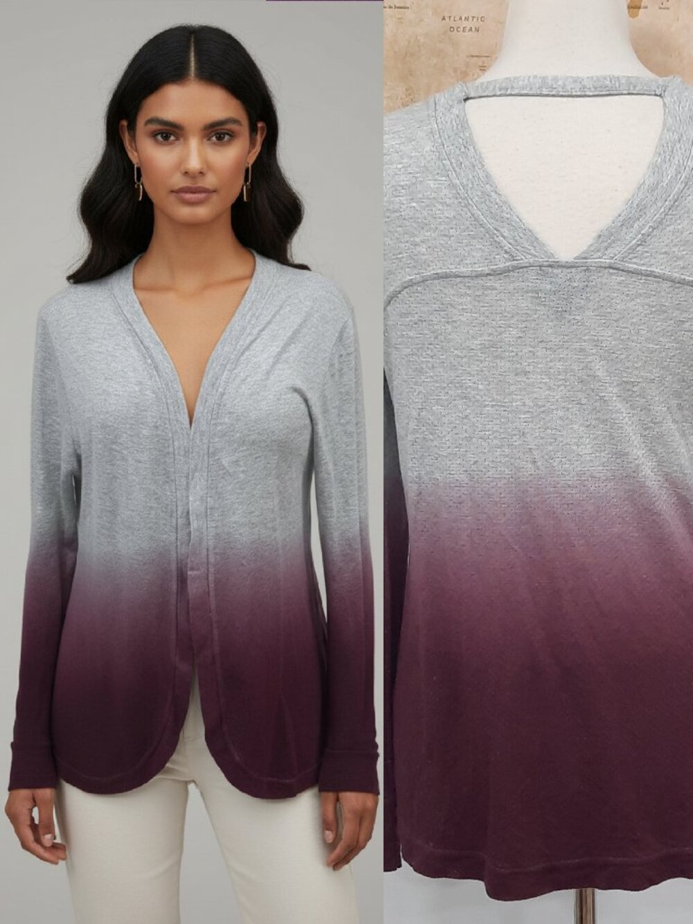 Ombre athleisure cardigan w/ cutout back - PL Movement brand